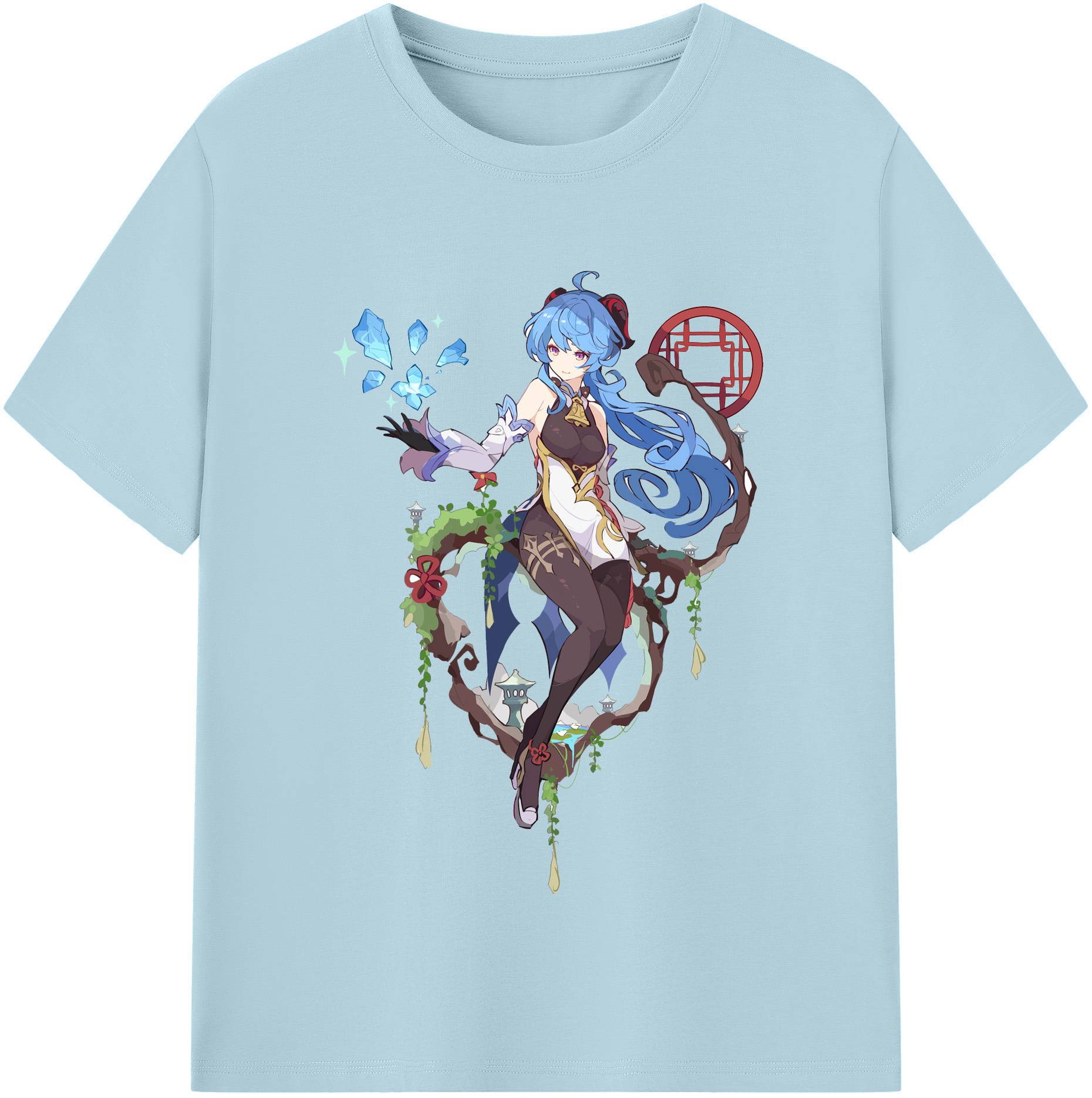 げんし神 甘雨 かんう genshin Ganyu 綿100％半袖Tシャツ（フロントプリント）